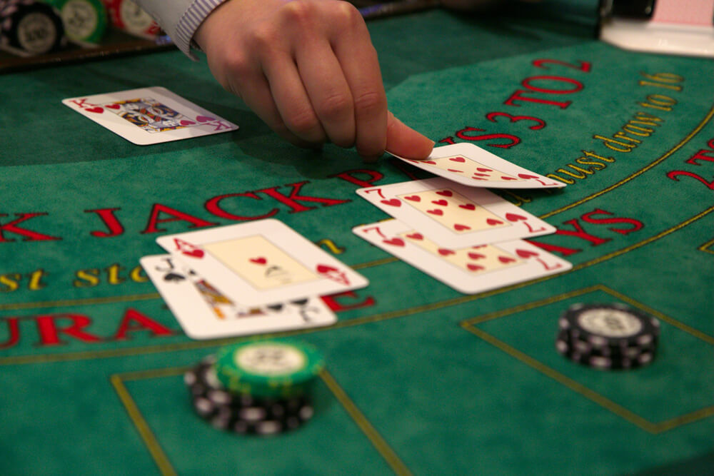 when not to double down on blackjack - cards on a casino table